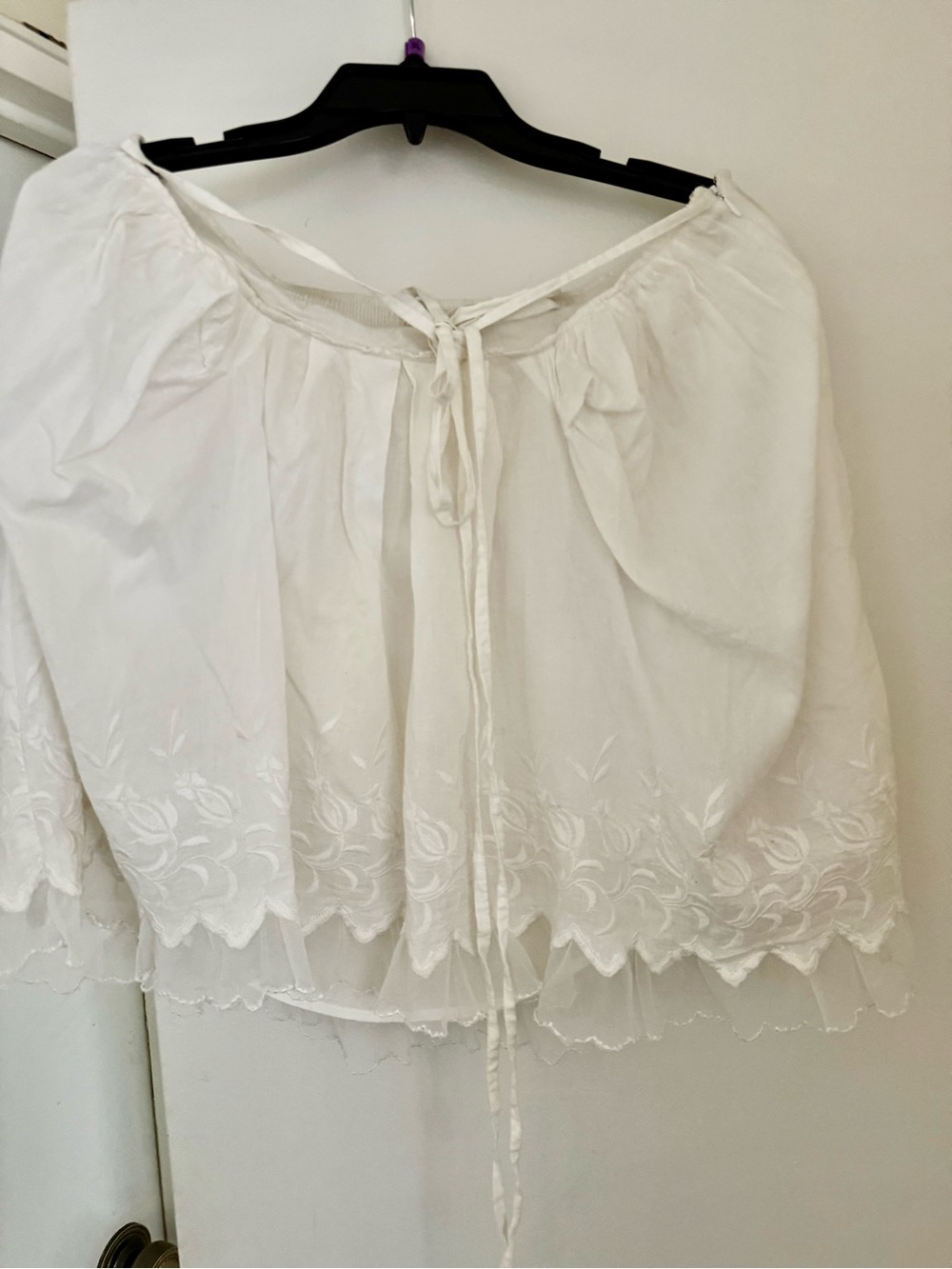 Chan Luu White Embroidered Mini Skirt